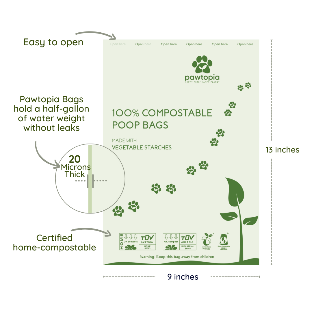 Home Compostable Pet Waste Bag (60) with Paper Dispenser