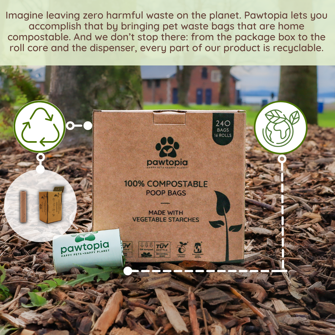 Home Compostable Pet Waste Bag (240) with Paper Dispenser